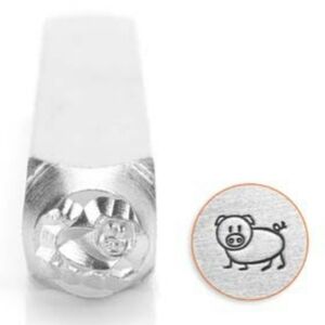 RETIRED DESIGN Pig Metal Stamp Design 6mm